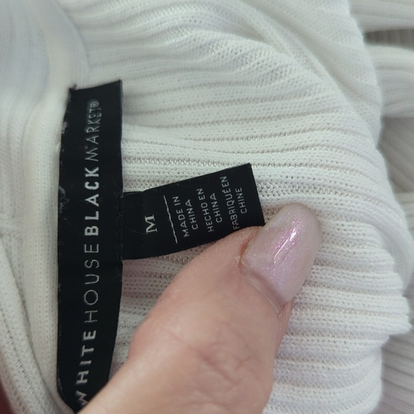 WHBM White Cardigan Ribbed Knit Open Front Hi Low preppy Classic Sz M - Picture 8 of 10